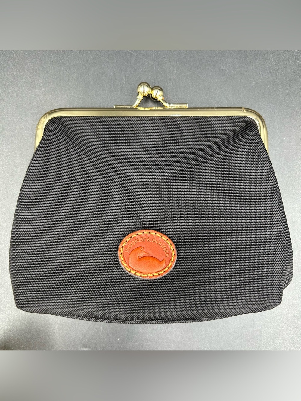 Vintage Dooney & Bourke Black Nylon Kiss Lock Coin Purse Wallet Y2K Card